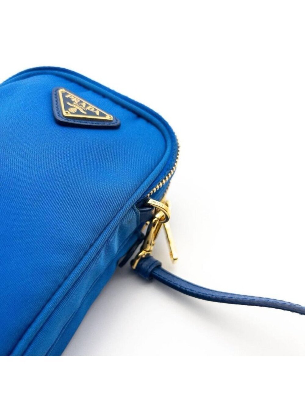 Prada Tessuto Nylon Smartphone Shoulder Bag Triangle Logo Blue - Picture 3 of 10